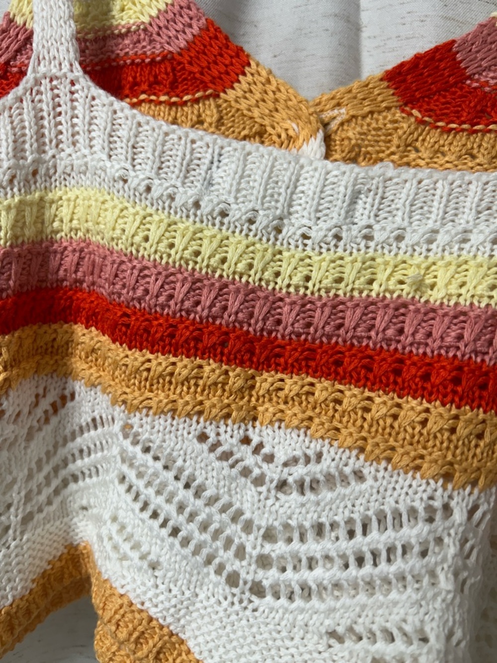 Striped Knit Button-Front Cropped Tank Top - Multicolor - Picture 5 of 5